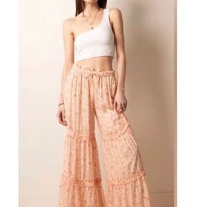 Free People Cream and Orange Wide Leg Pants brandnew with tag